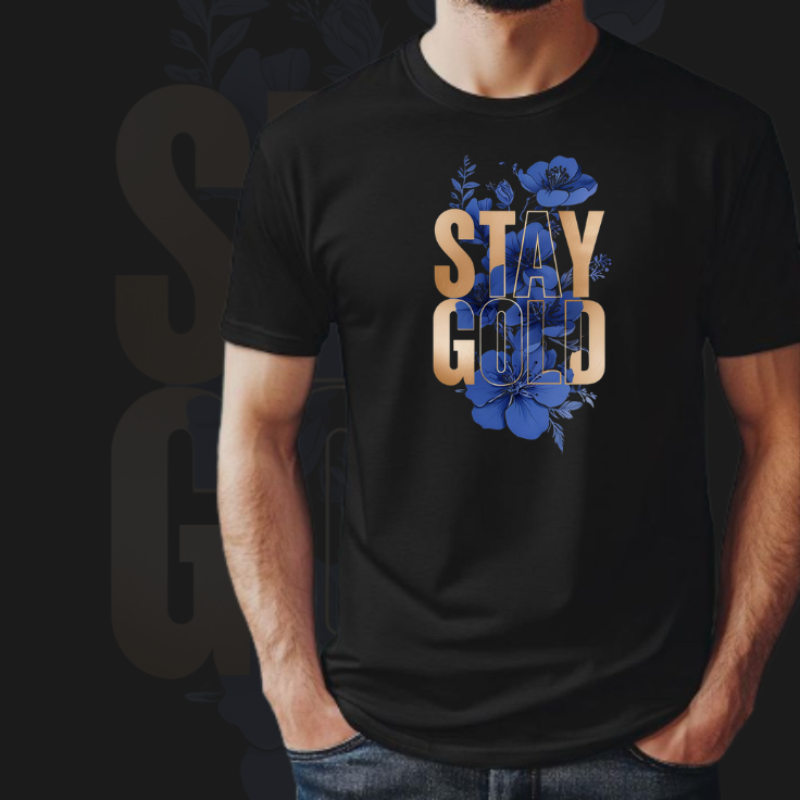 A bold and elegant graphic featuring the phrase "STAY GOLD" in large, metallic gold letters Unisex classic tee