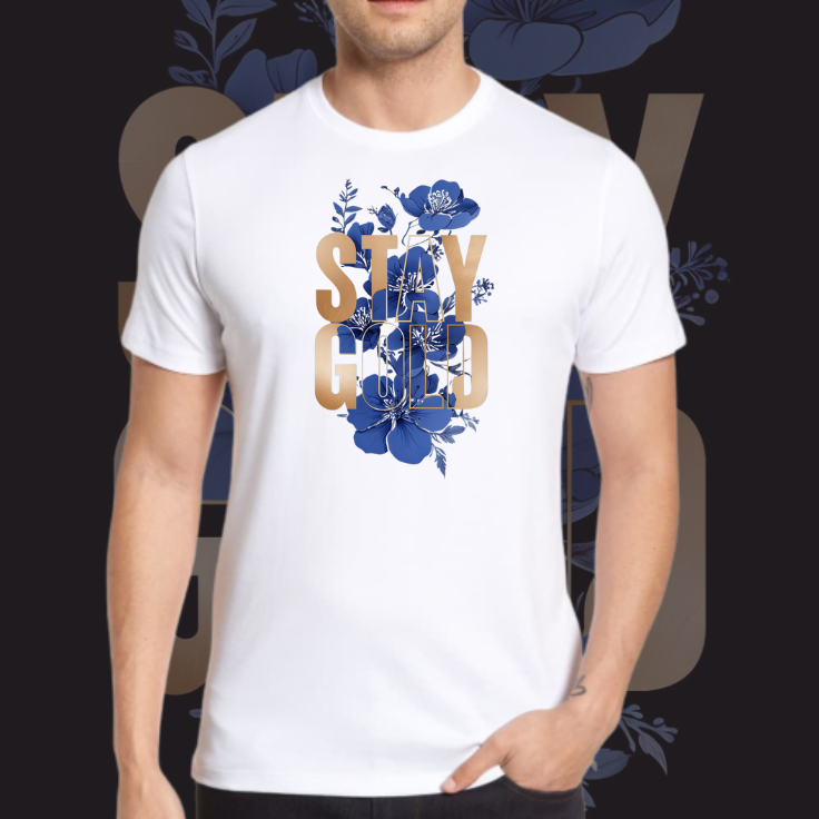 A bold and elegant graphic featuring the phrase "STAY GOLD" in large, metallic gold letters Unisex classic tee