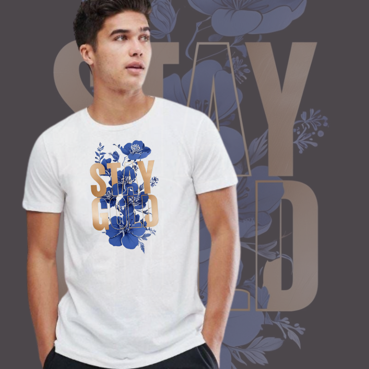 A bold and elegant graphic featuring the phrase "STAY GOLD" in large, metallic gold letters Unisex classic tee